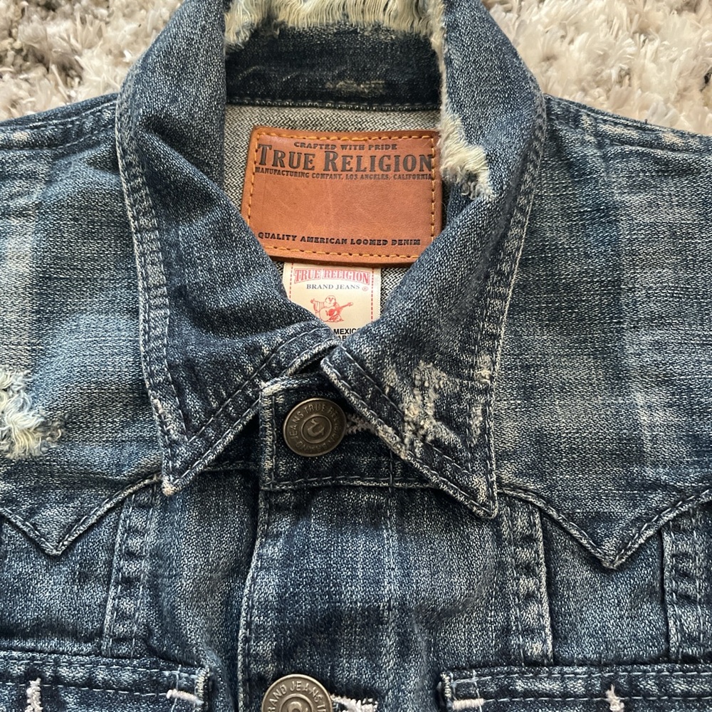 True Religion Distressed Denim Jacket - Picture 2 of 8